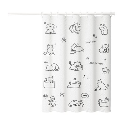 waterproof Shower Curtain bath Window curtain rod hooks set