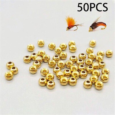 New 50pcs Brass Beads 2.4-3.8mm Fly Tying Head Multi-Color