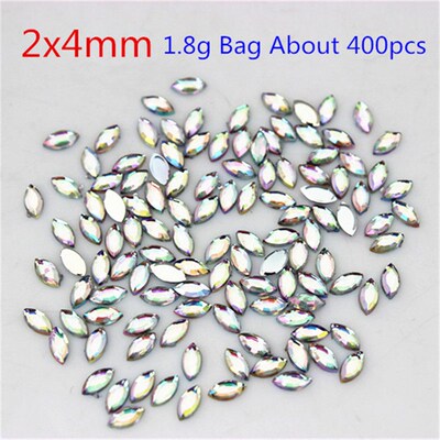 Multi Size  Acrylic Rhinestones Horse Eye Crystal AB Flat Ba