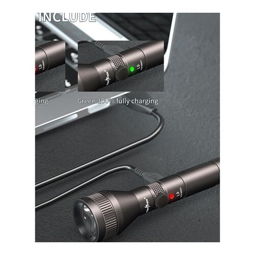 PEETPEN L9 USB Rechargeable LED Flashlight Pocket Torch 4 Mo