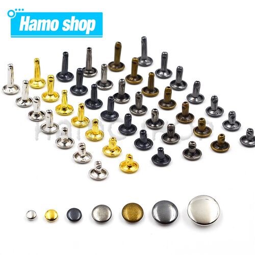 100Sets 5-15mm Metal Double Cap Rivets Stud Round Nail Rivet