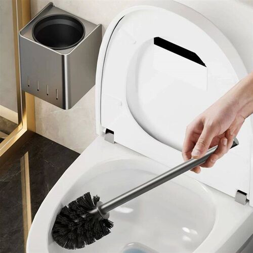Bathroom Toilet Brush Holder Cleaning Tools Space Aluminum W