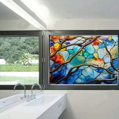45x100cm Colorful Pattern Privacy Window Stickers Static Cli