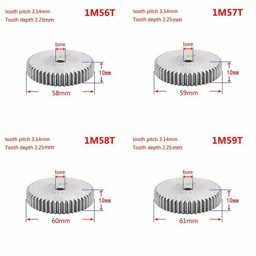 1Pcs 1Modulus 44-59 Teeth Spur Gear Metal Gear 45  Steel Thi