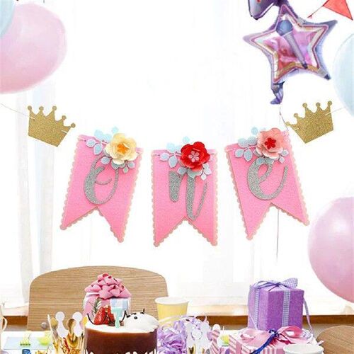 Baby Girls 1st Birthday Party Highchair Banner Summer