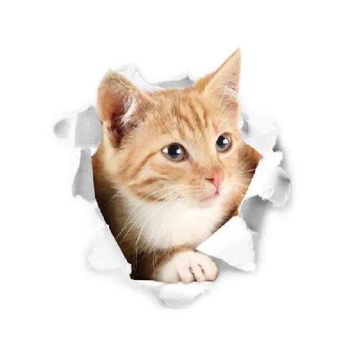 Lovely Cat Dog Toilet Stickers Art 3d Kitten Puppy Mural