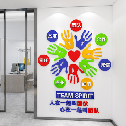 团队风采展示墙办公室公司文化励志标语墙贴贴墙布置激励3D装饰画