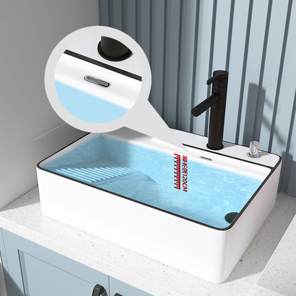 纽耐思台上盆 洗手盆 家用侧边下水单盆洗衣盆带搓板阳台右侧排水