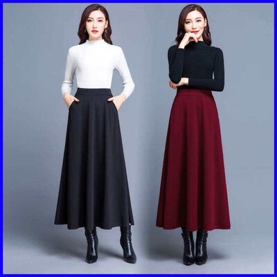 Skirt Maxi Suede Skirts For Women College Long 2025 Korean