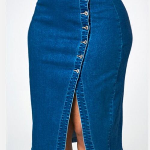 Summer Denim Skirt Womens Half Length Skirt New Split