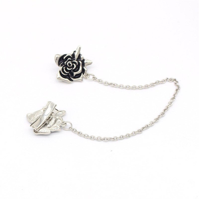 Fashion Brooch High-end Drop Oil Rose Collar Clip Shirt Chai - 实物图