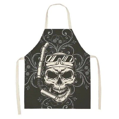 Skull Pattern Kitchen Apron Hairdressing Anti-fouling