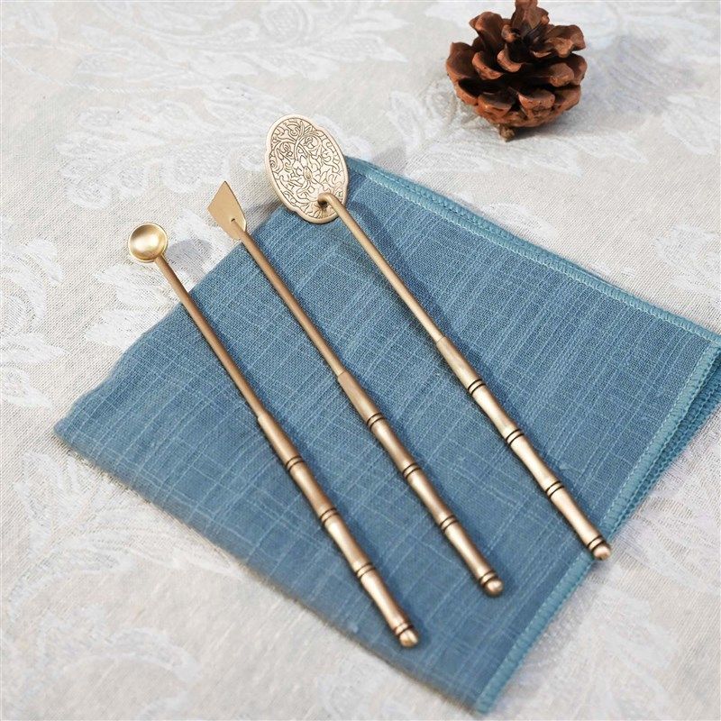 篆香三件中式复古黄铜圆润质感篆香熏香铲香勺香灰压传统用香,家居饰品,香薰炉,淘宝优惠券,粉丝福利购,淘宝优惠卷