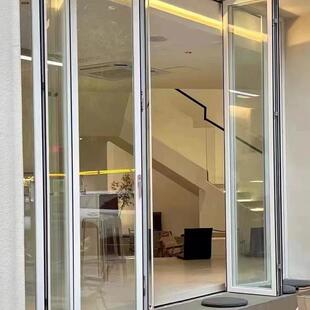 网红左右折叠推拉窗阳台奶茶店开放式吧台吊轨窄框折叠窗户