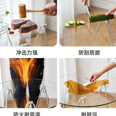 时尚洽几谈阳桌休椅圆形钢化玻璃茶几边角台咖啡厅KQS闲接待桌椅