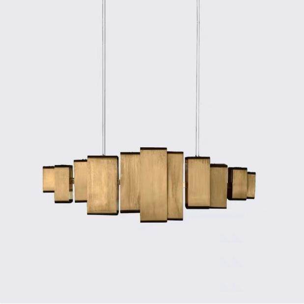 新中式卧室书房圆形餐厅吊灯民宿布艺瓦片禅意客厅灯茶室别墅灯具