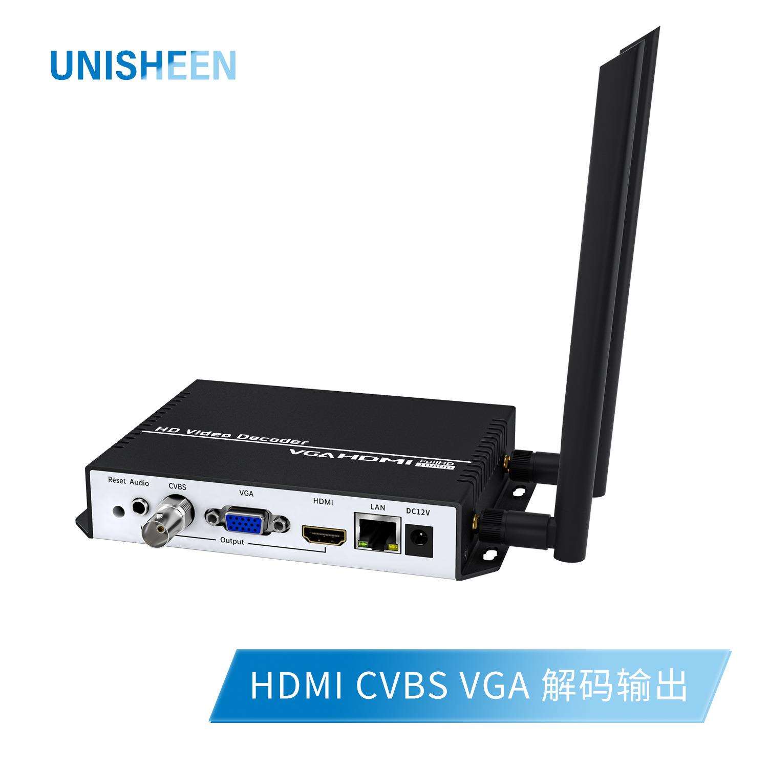 无线传输超低延时HDMI VGA CVBS大屏直播上墙视频传4K视频解码器
