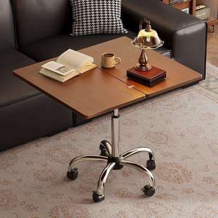 折叠茶几可升降小户型客厅家用可移动推车餐桌两用实木中古小桌子