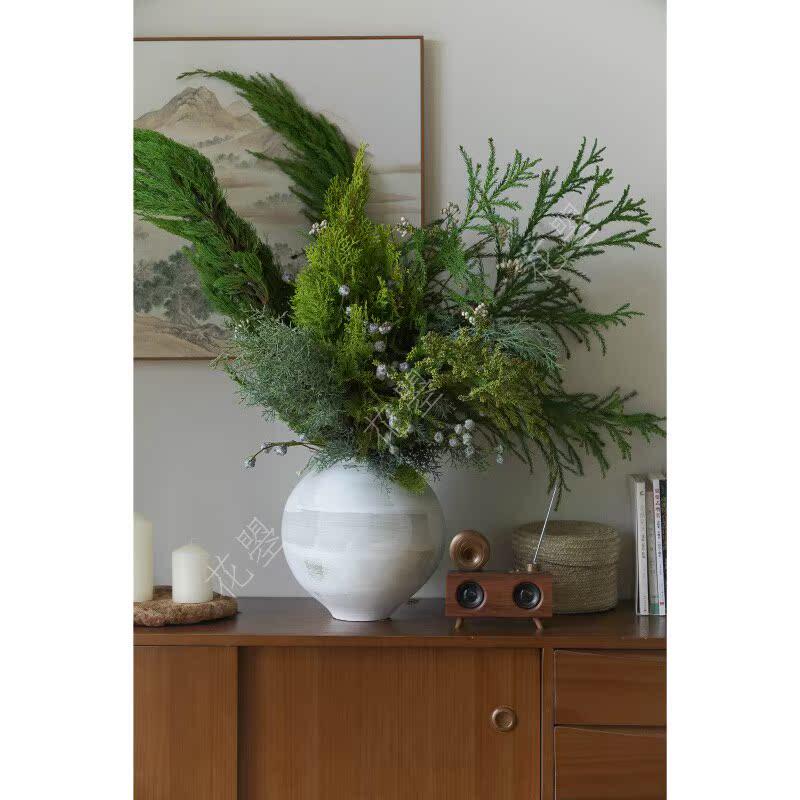 花曌 耶诞节限定家居瓶插花侧柏雪花松枝龙柏松真的鲜活松枝水培