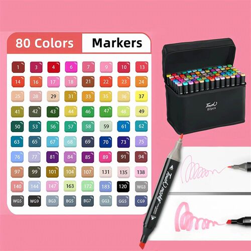 30/40/60/80 Colors Alcohol Felt Markers soft Pens Dual Tip P