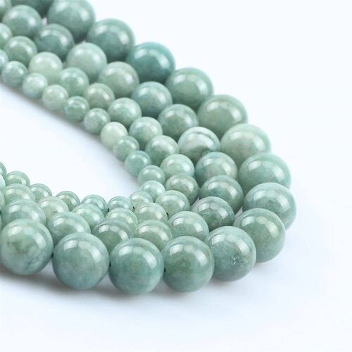 6/8/10/12mm AA Natural Stone Green Burmese Jade Bead Round S