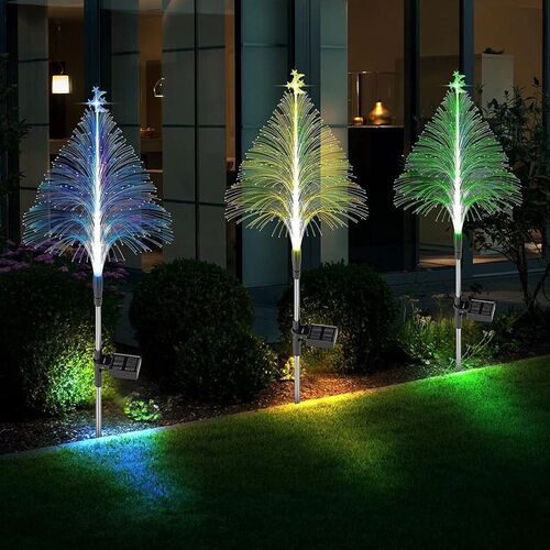 1-4pc Solar Fiber Optic Christmas Tree Lights 7 Color Changi