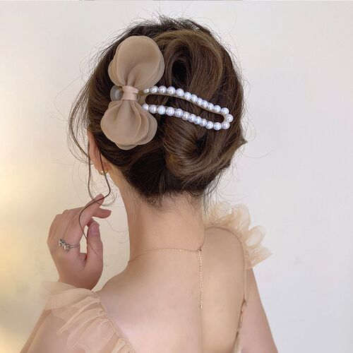 New Elegant Mesh Pearl Hairpin Super Fairy Catch Clip For Wo