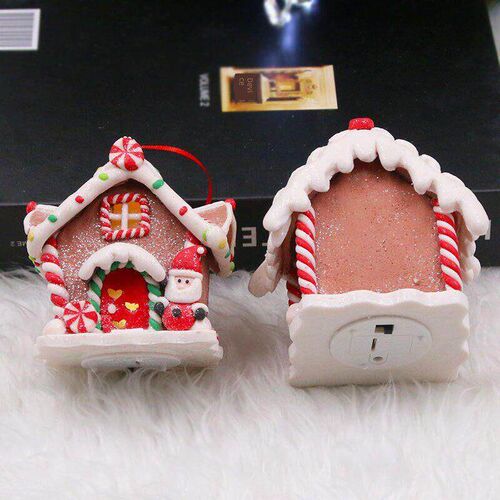 Christmas pendant polymer clay LED light Christmas house圣诞
