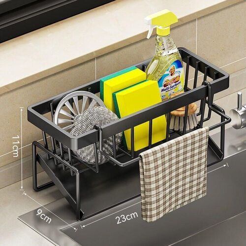 Sink Shelf Soap Sponge Drain Rack Kitchen Organizer Holder