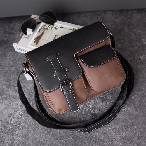 Frosted Leather Shoulder Mens Bag Multi-pocket Business Men
