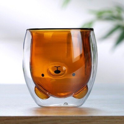 Creative Cute Bear Double-layer Coffee Mug Double Glass Cup