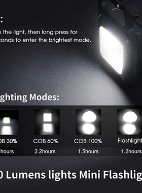 Portable Flashlight Keychain Mini LED Light Glare COB USB Ch