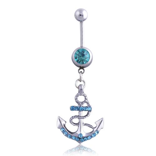 1PC Summer Blue Belly Button Ring Stainless Steel Navel Pier