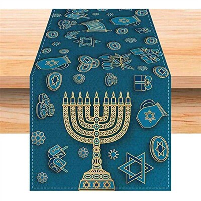 Passover Easter Table Runner Je Menorah Hanukkah Holiday Kit