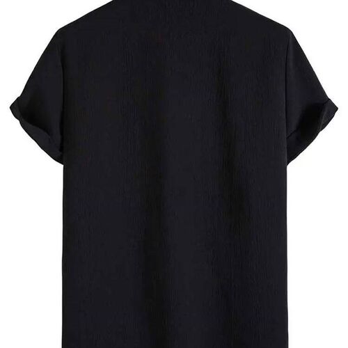 ZAFUL Solid Shirts for Men Stand Collar Button Short Sleeves