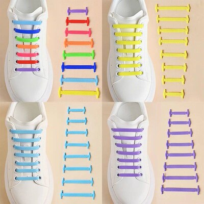 16pcs/lot Silicone Shoelaces No Tie Shoelaces 12 colors Elas