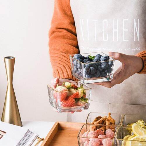 Glass Grid Fruit Plate Modern Living Room Snack Plate Creati
