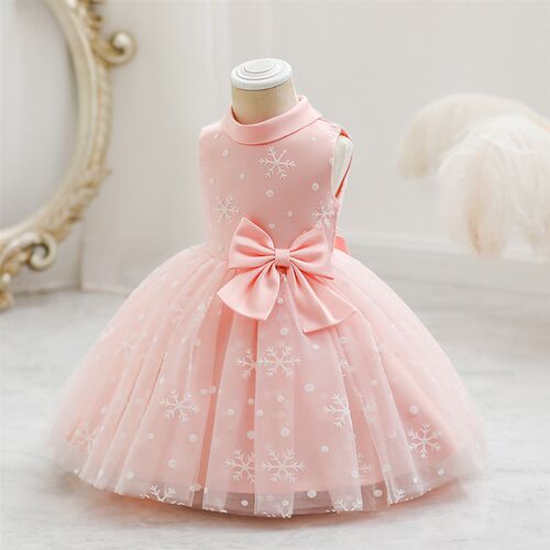 Christmas Kid Girl Dress Snowflake Party Dress for Baby 1 Ye