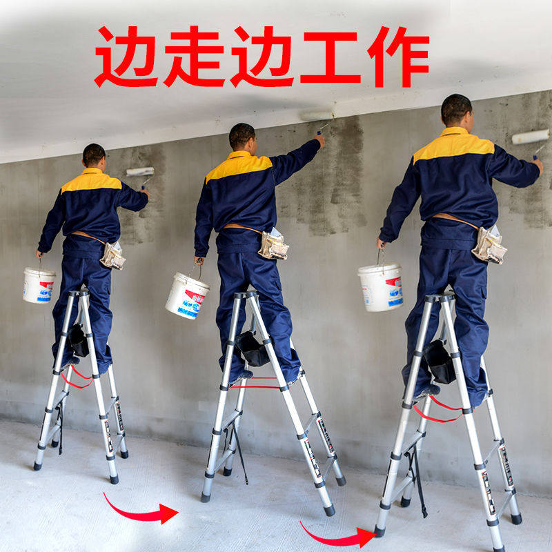 人字梯可行走多功能家用梯折叠伸缩梯铝合金加厚工程梯升降高跷梯