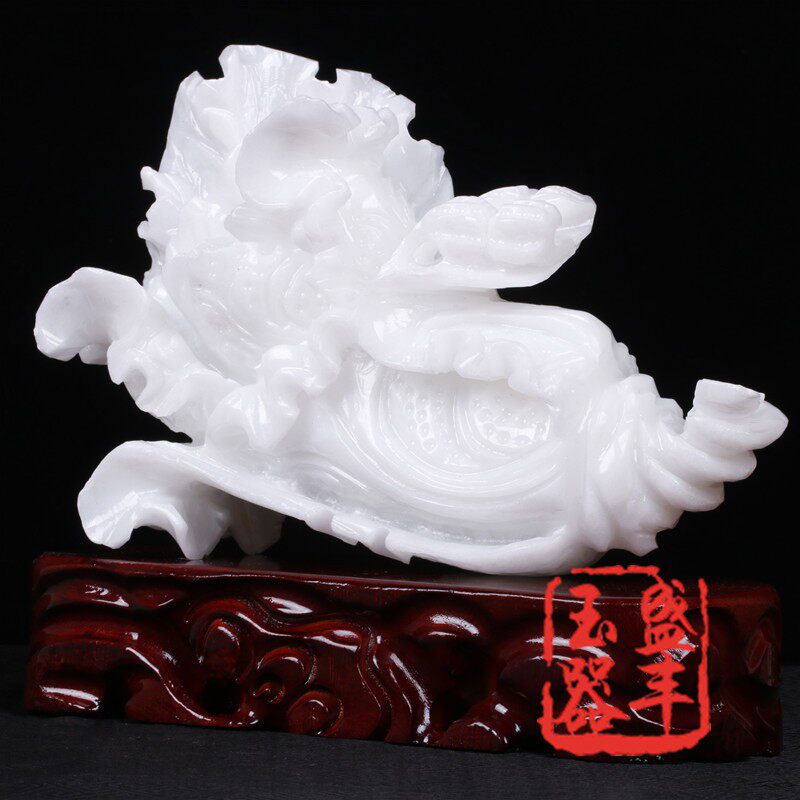 天然阿富汗白玉白菜摆件招财开业乔迁礼品家居玉石装饰品遇百财