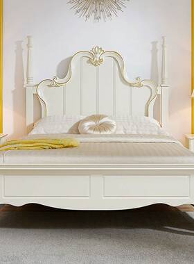 卧轻奢欧.式全实木女孩公主生床1C601白.8米女室白色20单人儿童床