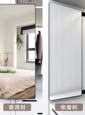 衣柜镜子推LT3002拉叠镜衣柜衣橱折平开门置穿衣旋转伸缩内镜装全
