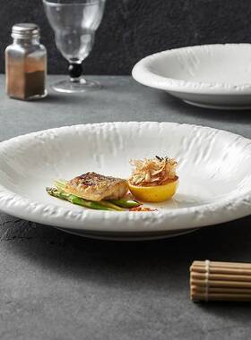 中具式白色盘子家用2DTR205新款高级感精拉致陶瓷餐菜盘创意沙盘