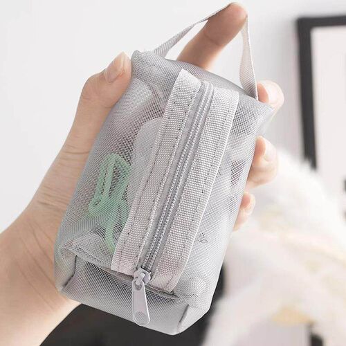 Mesh transparent storage bag, mini zipper pouch, cosmetic ba