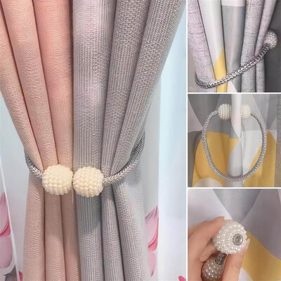 A pair of curtain tiebacks, rope curtain buckles, ring ties,