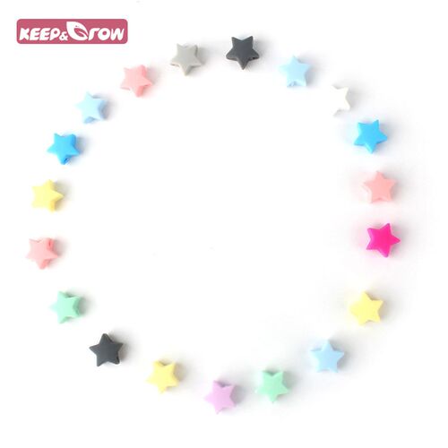 Keep&Grow 10pcs Baby Silicone Beads Colourful star BPA Free