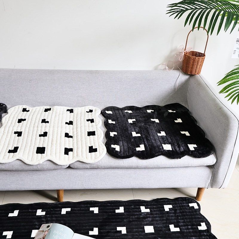 单人位沙发椅子坐垫黑白0*0异形分体 一片式毛绒办公学习屁垫子