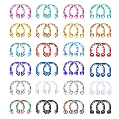 2Pcs Colorful Stainless Steel Cone Spike Horseshoe Septum No