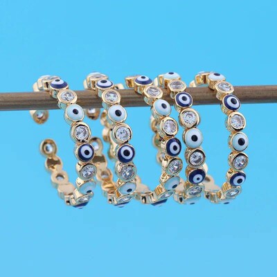 New Bohemia Lucky Turkish Blue Evil Eye Rings Dripping Oil O