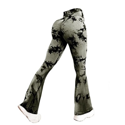 Tie-dye High-waisted Tummy Control Yoga Exercise Flared Pant